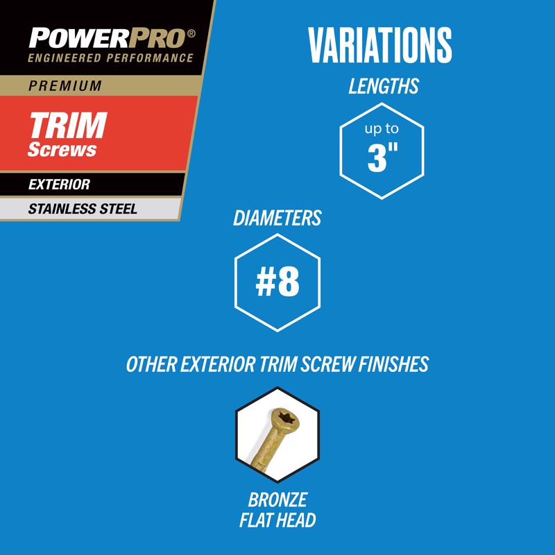 HILLMAN Power Pro No. 8 in. X 2-1/2 in. L Stainless Steel Star Trim Head Premium Deck Screws 5 lb 58