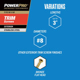 HILLMAN Power Pro No. 8 X 1-5/8 in. L Star Bronze Ceramic Coarse Trim Screws 819 pk