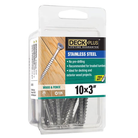 HILLMAN Deck Plus No. 10 Ga. X 3 in. L Star Flat Head Deck Screws 25 pk