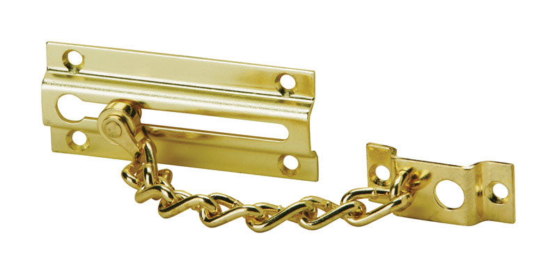 Ives 1-7/16 in. H X 3-3/8 in. L Polished Brass Brass Chain Door Guard