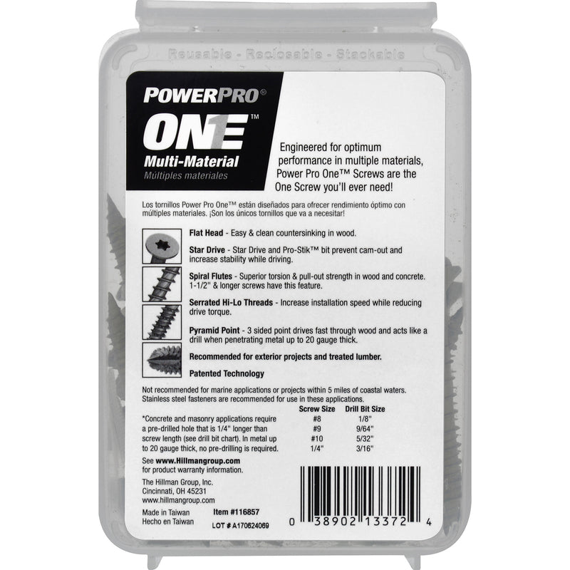 HILLMAN Power Pro 1/4 in. Ga. X 2-1/4 in. L Star Flat Head Coarse Multi-Material Screws