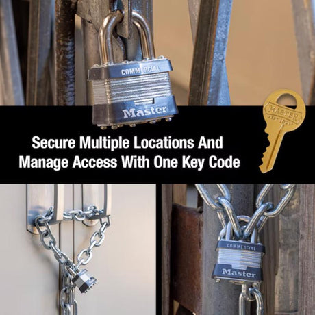 Master Lock 1-5/16 in. H X 1 in. W X 1-3/4 in. L Steel 4-Pin Cylinder Exterior Padlock, Pack of 6
