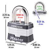 Master Lock 1-5/16 in. H X 1 in. W X 1-3/4 in. L Steel 4-Pin Cylinder Exterior Padlock, Pack of 6