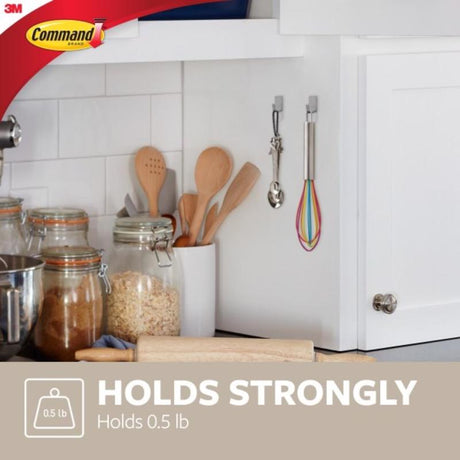 3M Command Stainless Steel Metal Small Hook 0.5 lb. cap. 4 pk