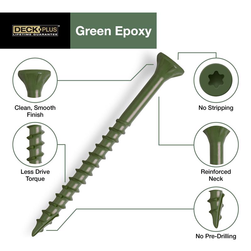 HILLMAN Deck Plus No. 10 in. X 2-1/2 in. L Green Star Flat Head Exterior Deck Screws 5 lb 365 pk