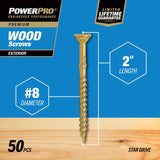 HILLMAN Power Pro No. 8 Ga. X 2 in. L Bronze Star Flat Head Exterior Deck Screws 50 pk