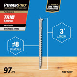 HILLMAN Power Pro No. 8 X 3 in. L Star Coarse Trim Screws 97 pk