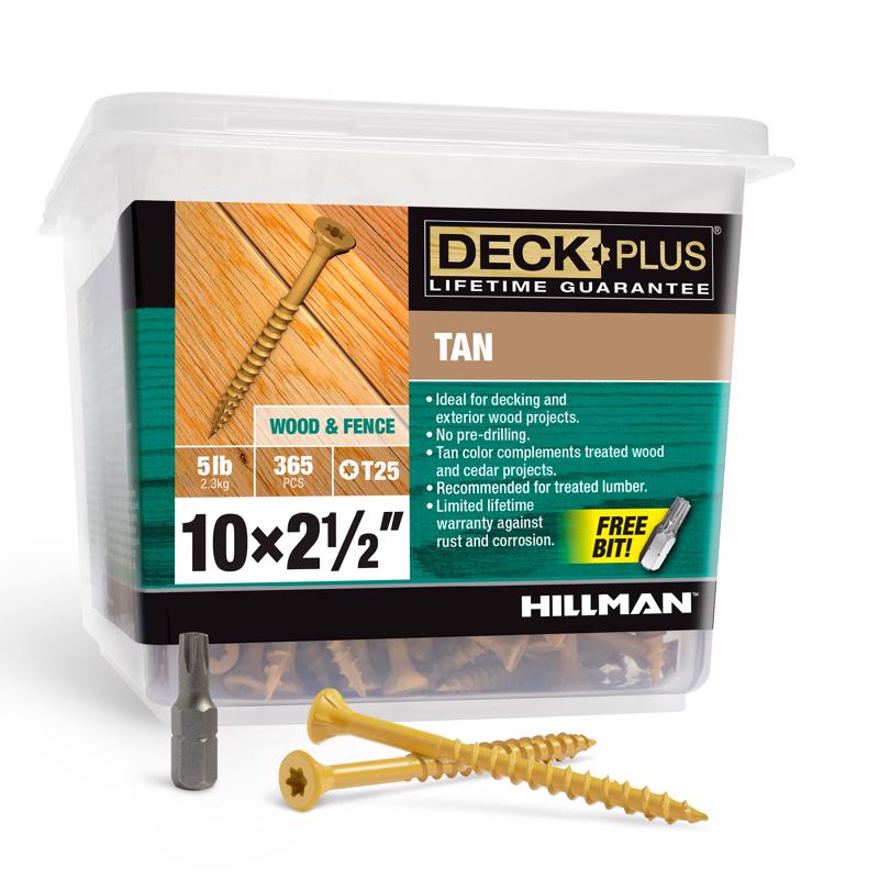 HILLMAN Deck Plus No. 10 in. X 2-1/2 in. L Tan Star Flat Head Exterior Deck Screws 5 lb 365 pk