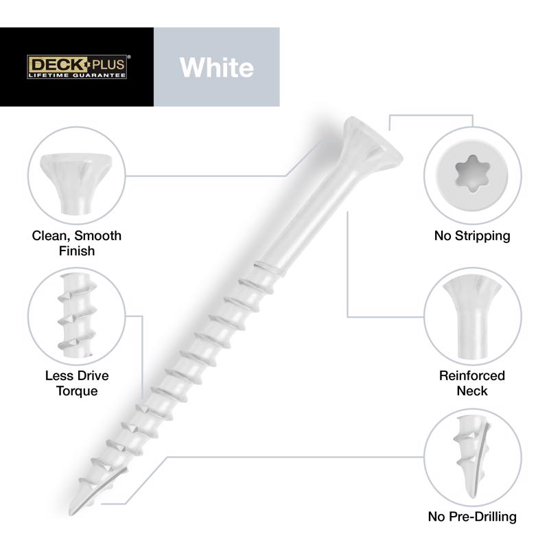 HILLMAN Deck Plus No. 8 Ga. X 1-5/8 in. L White Star Flat Head Exterior Deck Screws 1 lb 147 pk