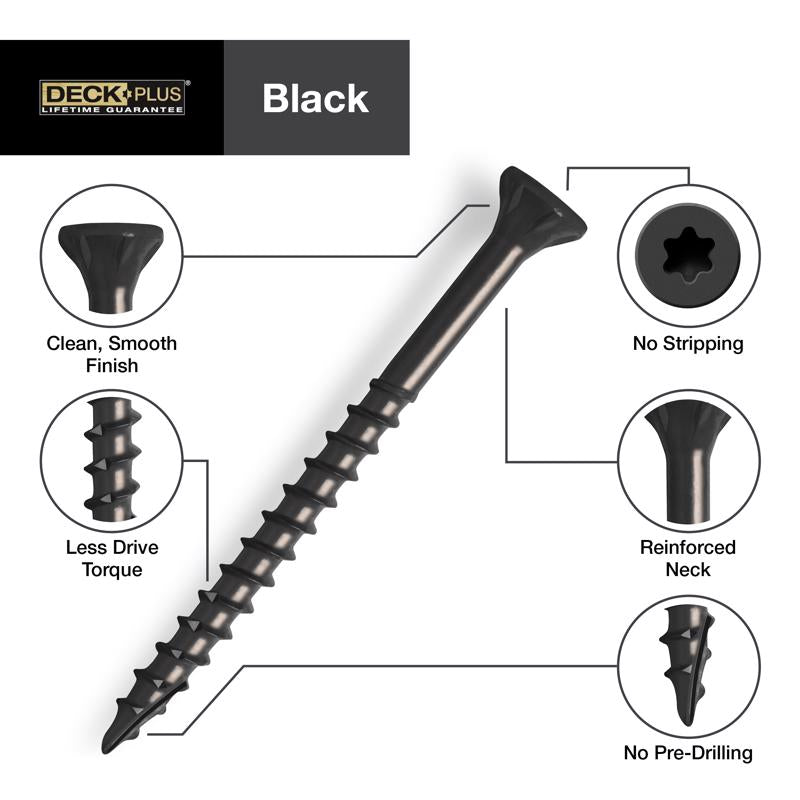 HILLMAN Deck Plus No. 10 Ga. X 3 in. L Black Star Flat Head Exterior Deck Screws 1 lb 62 pk