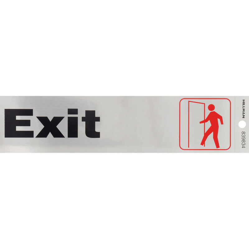 HILLMAN English Silver Exit Decal 2 in. H X 8 in. W, Pack of 6