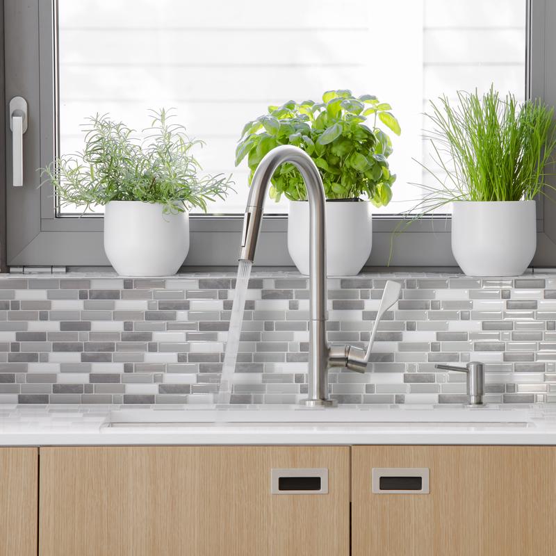 Smart Tiles 9.36 in. W X 9.73 in. L Gray/White Mosaic Vinyl Adhesive Wall Tile 4 pc, Pack of 6