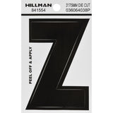 HILLMAN 3 in. Black Vinyl Self-Adhesive Letter Z 1 pc, Pack of 6
