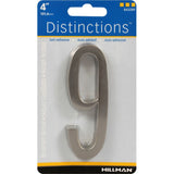 HILLMAN Distinctions 4 in. Silver Zinc Die-Cast Self-Adhesive Number 9 1 pc, Pack of 3