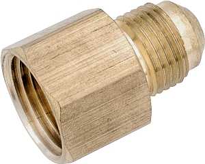 Anderson Metals 754046-0404 Tube Coupling, 1/4 in, Flare x FNPT, Brass