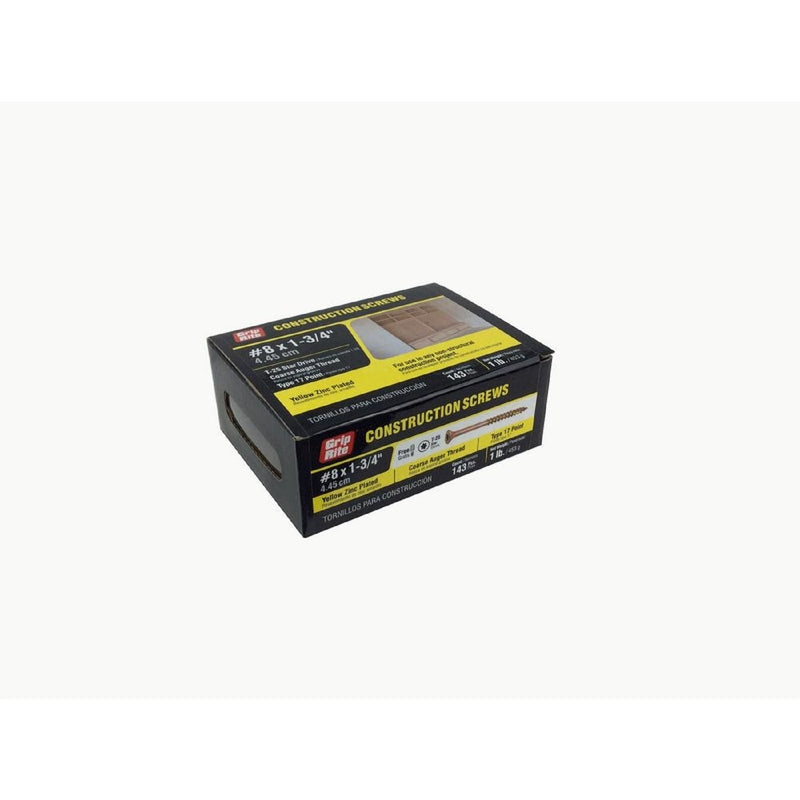 Grip-Rite No. 8 X 1-3/4 in. L Star Flat Head Coarse Construction Screws, Pack of 12