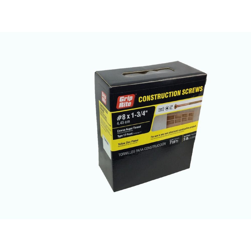 Grip-Rite No. 8 X 1-3/4 in. L Star Flat Head Coarse Construction Screws, Pack of 6