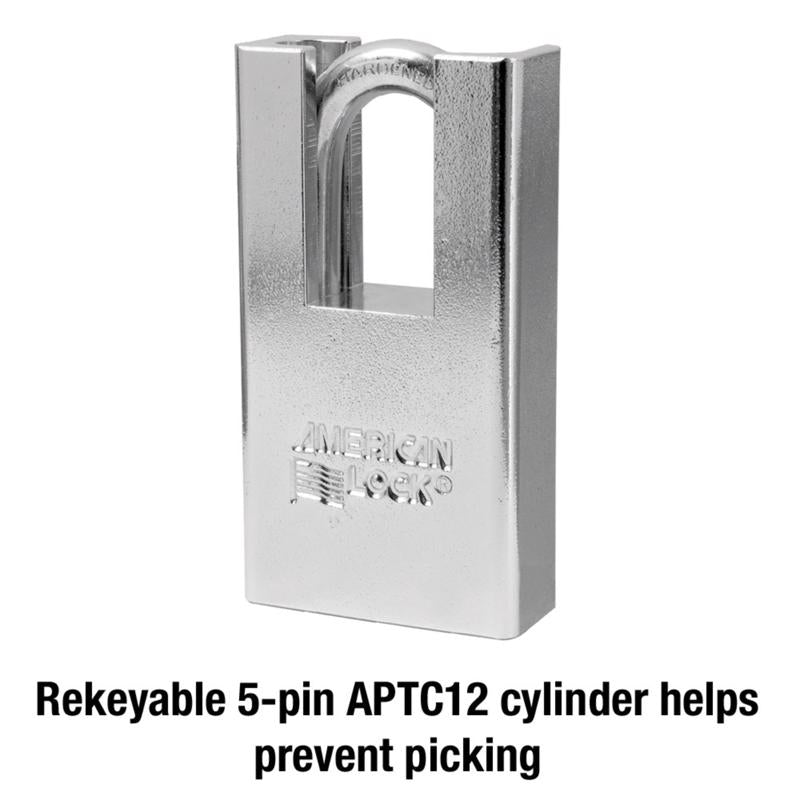 American Lock 6.5 in. H X 1-3/4 in. W Steel 5-Pin Cylinder Shrouded Padlock