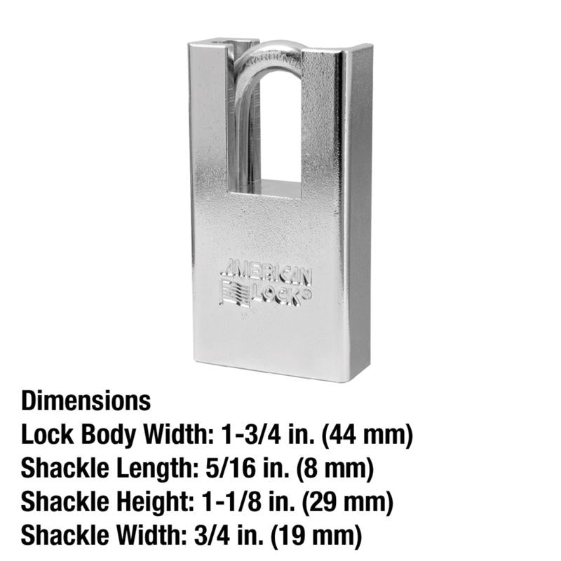 American Lock 6.5 in. H X 1-3/4 in. W Steel 5-Pin Cylinder Shrouded Padlock