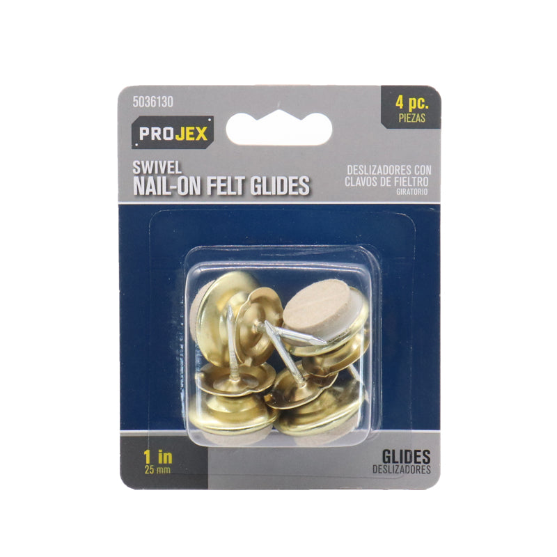 Projex White 1 in. Nail-On Felt Swivel Glide 4 pk