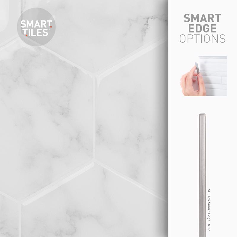 Smart Tiles 9.56 in. W X 10.61 in. L White Glazed Vinyl Adhesive Wall Tile 4 pc, Pack of 6