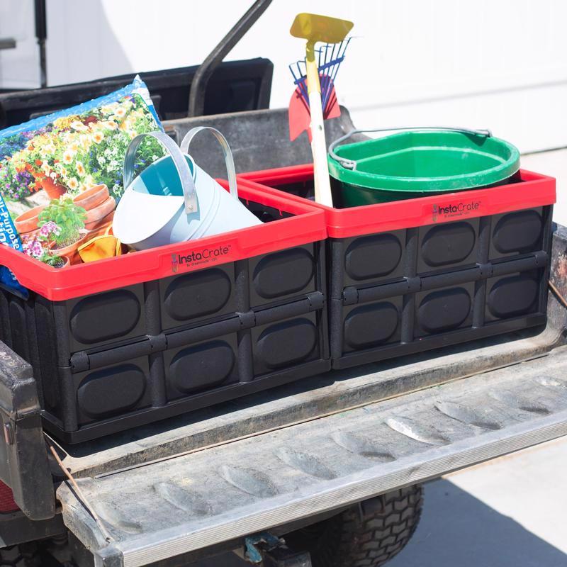 Greenmade InstaCrate 12 gal Black/Red Folding Crate 11.7 in. H X 14.2 in. W X 21 in. D Stackable, Pack of 4