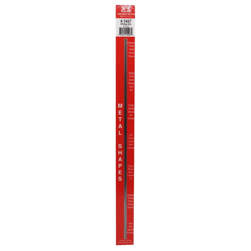 K&S .039 in. D X 1 ft. L Steel 22 Ga. Music Wire
