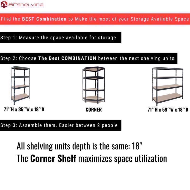 Ar Shelving Garage Corner 71 in. H X 35 in. W X 18 in. D Metal Shelving Unit