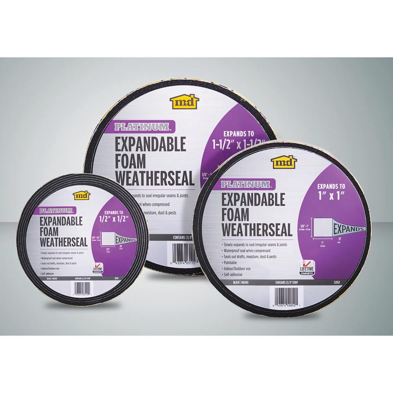 M-D Building Products PLATINUM Black Foam Weatherseal For Gaps and Openings 156 in. L X 1 in.