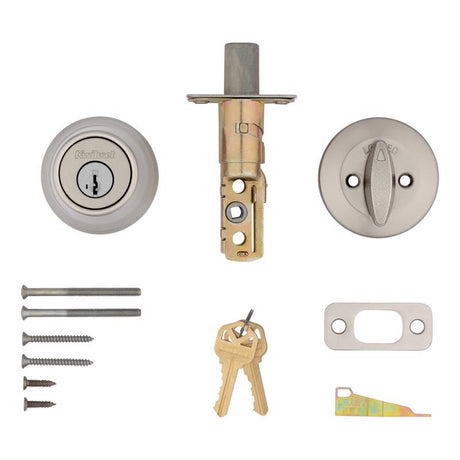 Kwikset Satin Nickel Metal Deadbolt