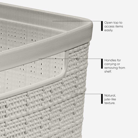 Curver Slim 6.8 L Beige Woven Basket 5.7 in. H X 13.6 in. W X 6.7 in. D Stackable, Pack of 4