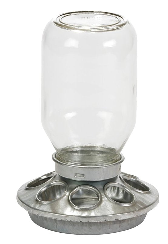 Little Giant MJ9810 Baby Chick Feeder, 1 qt Capacity, 8-Compartment, Embossed, Rounded Edge, Steel, Clear, Galvanized