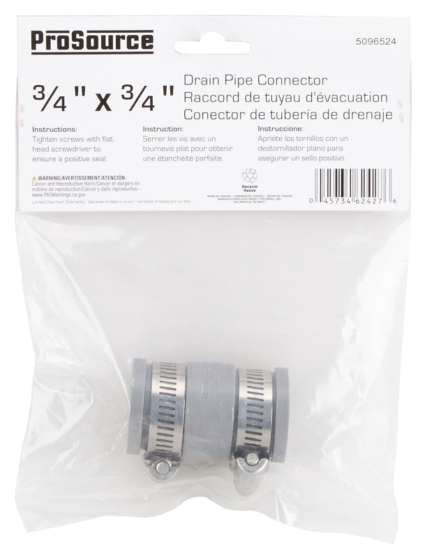 ProSource KJ-004 Coupling, 3/4 x 3/4 in, Any Drain Application That Uses Plastic, Cast Iron, Steel or Copper Drain Pipes