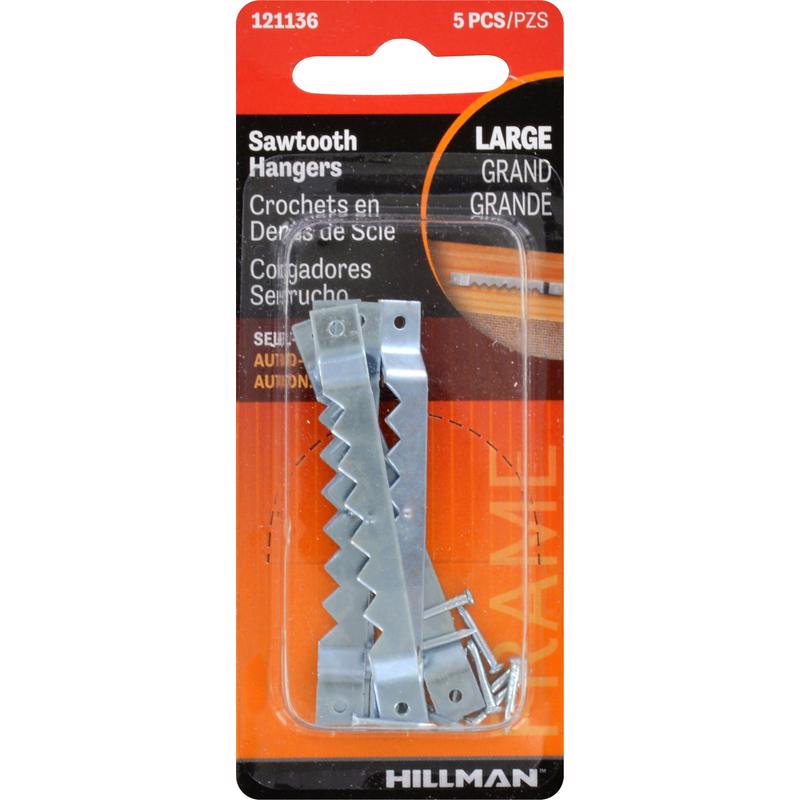 HILLMAN Steel Zinc Silver Large Self-Leveling Hanger 5 pk, Pack of 10