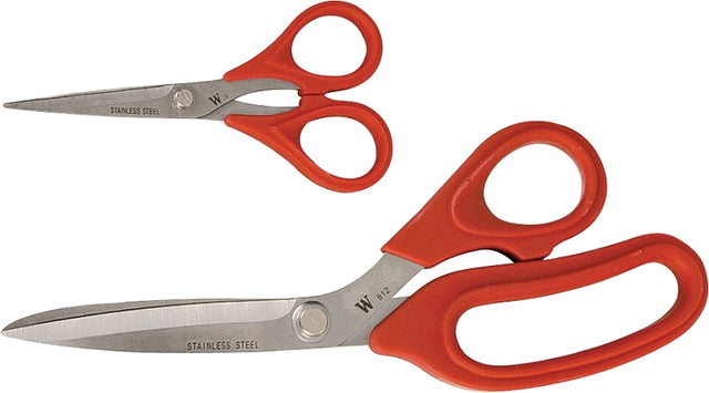 Wiss WHCS2 Scissors Set, Stainless Steel Blade, Soft-Touch Handle, Black/Red Handle