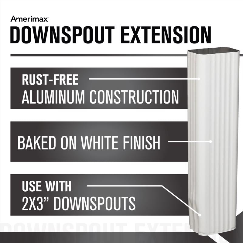 Amerimax 3 in. H X 2 in. W X 15 in. L White Aluminum K Downspout Extension