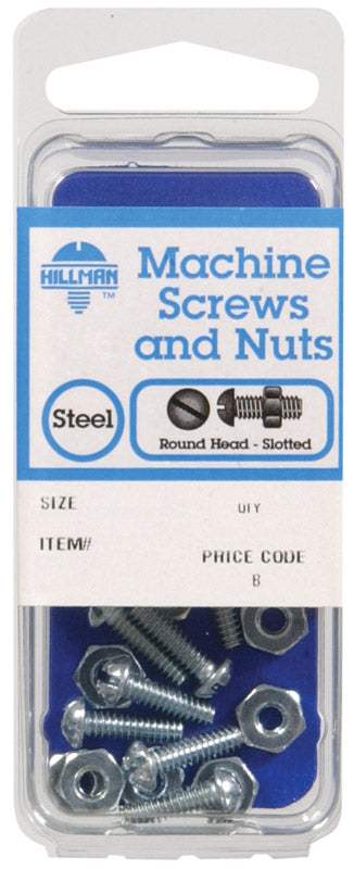 HILLMAN No. 6-32 in. X 2 in. L Slotted Round Head Zinc-Plated Steel Machine Screws 1 pk, Pack of 10