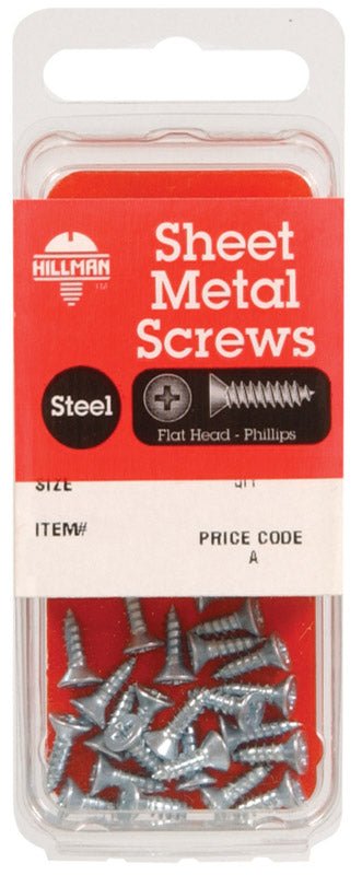 HILLMAN No. 12 X 1-1/2 in. L Phillips Flat Head Sheet Metal Screws 8 pk, Pack of 10