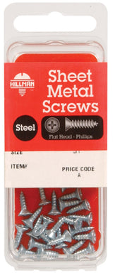 HILLMAN No. 12 X 1-1/2 in. L Phillips Flat Head Sheet Metal Screws 8 pk, Pack of 10