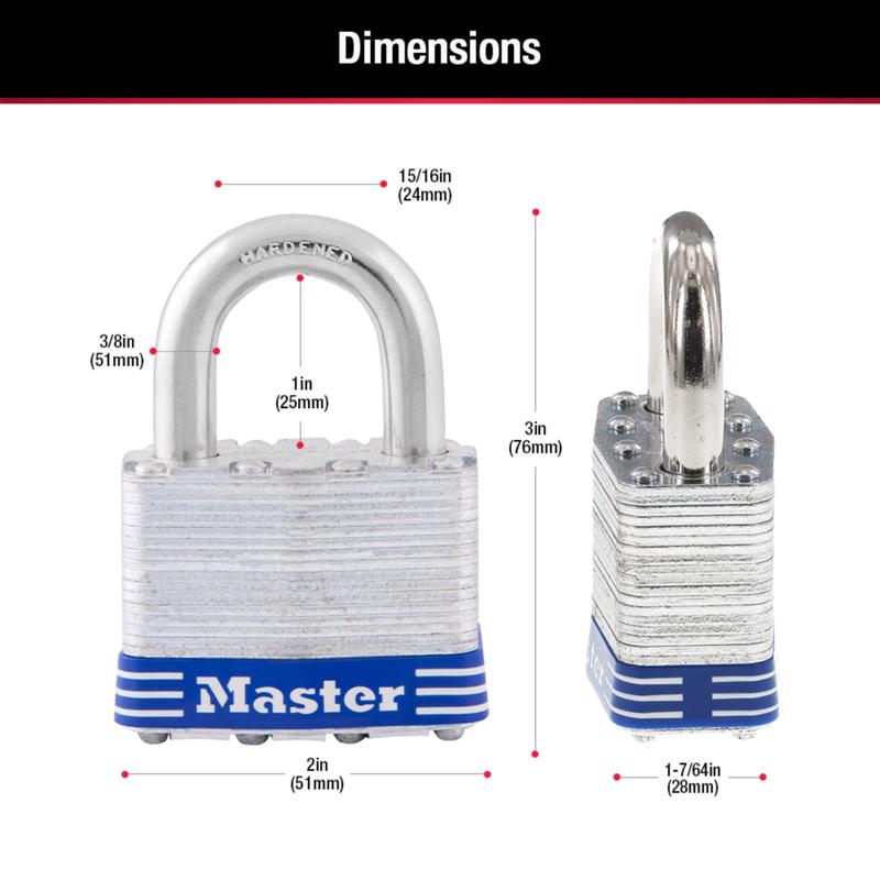 Master Lock 1-1/2 in. H X 7/8 in. W X 2 in. L Steel 4-Pin Cylinder Exterior Padlock