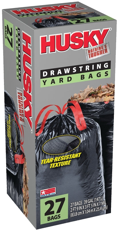 Husky HK39DSE27B Contractor Yard Bag, 39 gal, Black