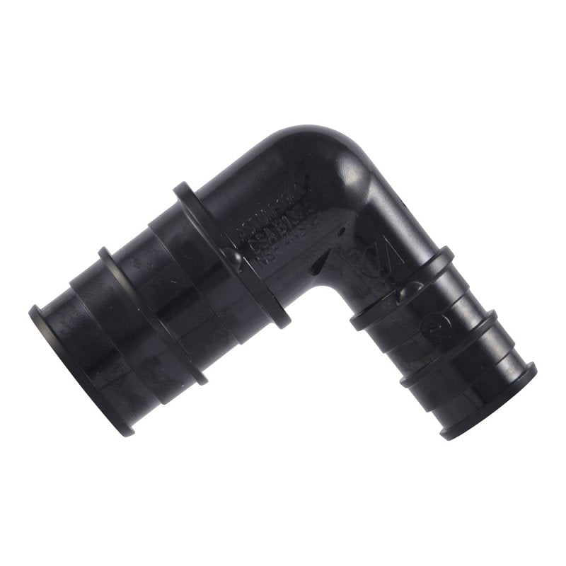SharkBite UA274A5 Reducing Elbow, 3/4 x 1/2 in, Barb, 90 deg Angle, Acudel Polymer, Black, 150 to 160 psi Pressure