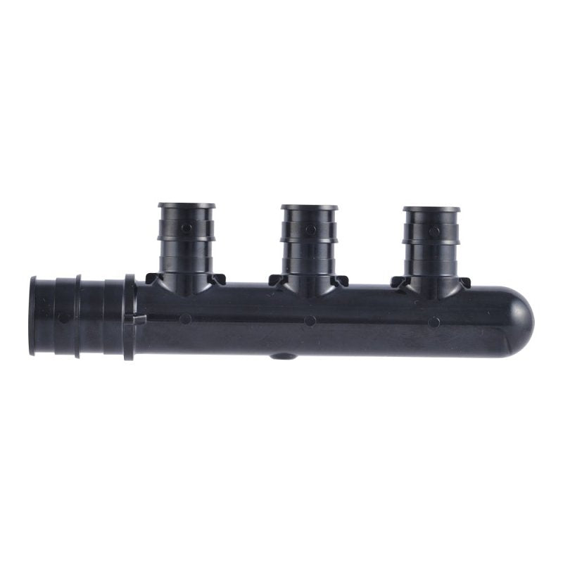 SharkBite UAMPT3C Multi-Port Closed Pipe Tee, 3/4 in Inlet, 3-Outlet, 1/2 in Outlet, Acudel Polymer, Black