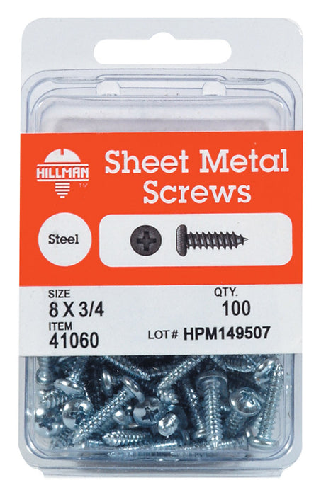 HILLMAN No. 10 Ga. X 1 in. L Phillips Pan Head Sheet Metal Screws 75 pk, Pack of 5