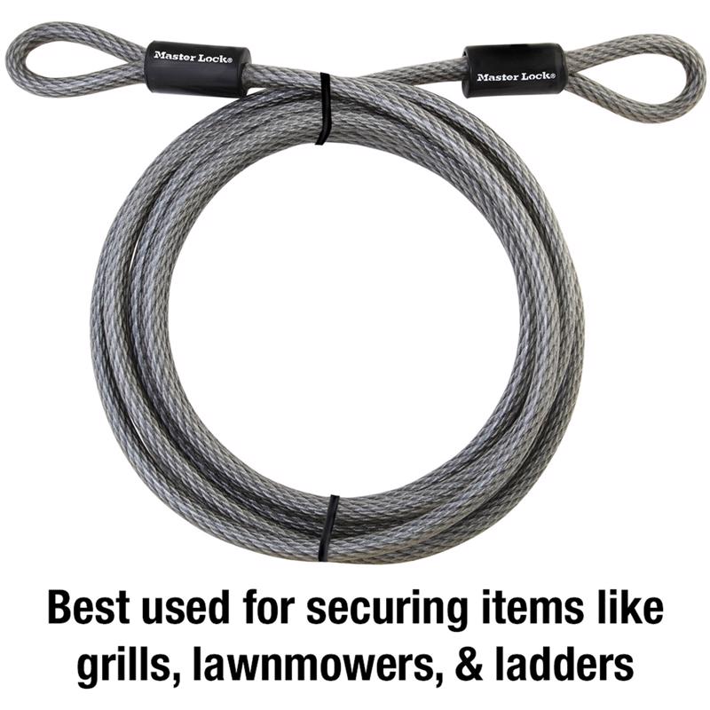 Master Lock 3/8 in. D X 180 in. L Vinyl Coated Steel Flexible Braided Steel Cable