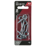 Ace Small Zinc-Plated Silver Steel 0.8175 in. L Hook and Eye 2 pk, Pack of 5