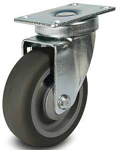 Dh Casters C-LM5P1TPSB Swivel Caster, 5 in Dia Wheel, 1-1/4 in W Wheel, Thermoplastic Rubber Wheel, Gray, 240 lb