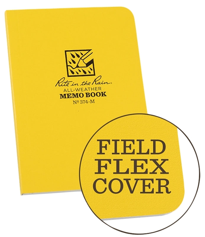 Rite in the Rain 374-M Memo Book with Field-Flex Cover, 3-1/8 x 5 in Sheet, 56-Sheet, White Sheet
