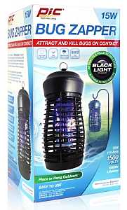 PIC 15WZAPPER Bug Zapper, Plastic, Black