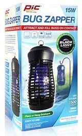 PIC 15WZAPPER Bug Zapper, Plastic, Black